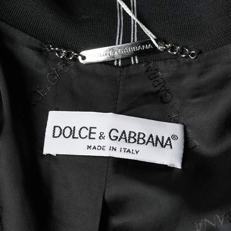 Pre Owned Dolce & Gabbana Vintage Black Checkered Cotton Knit Double Breasted Blazer S