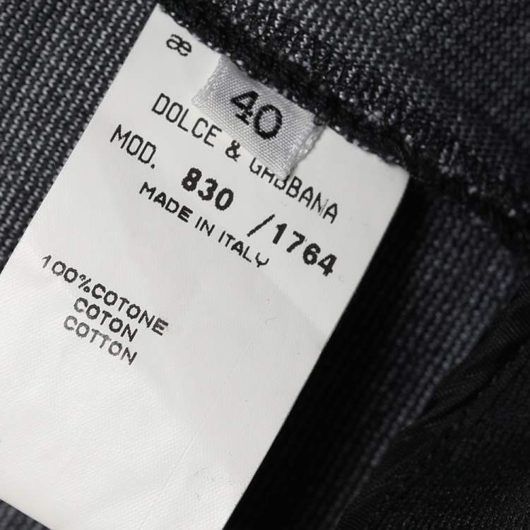 Pre Owned Dolce & Gabbana Vintage Black Checkered Cotton Knit Leggings S