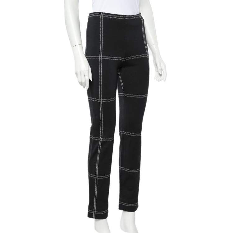 Pre Owned Dolce & Gabbana Vintage Black Checkered Cotton Knit Leggings S