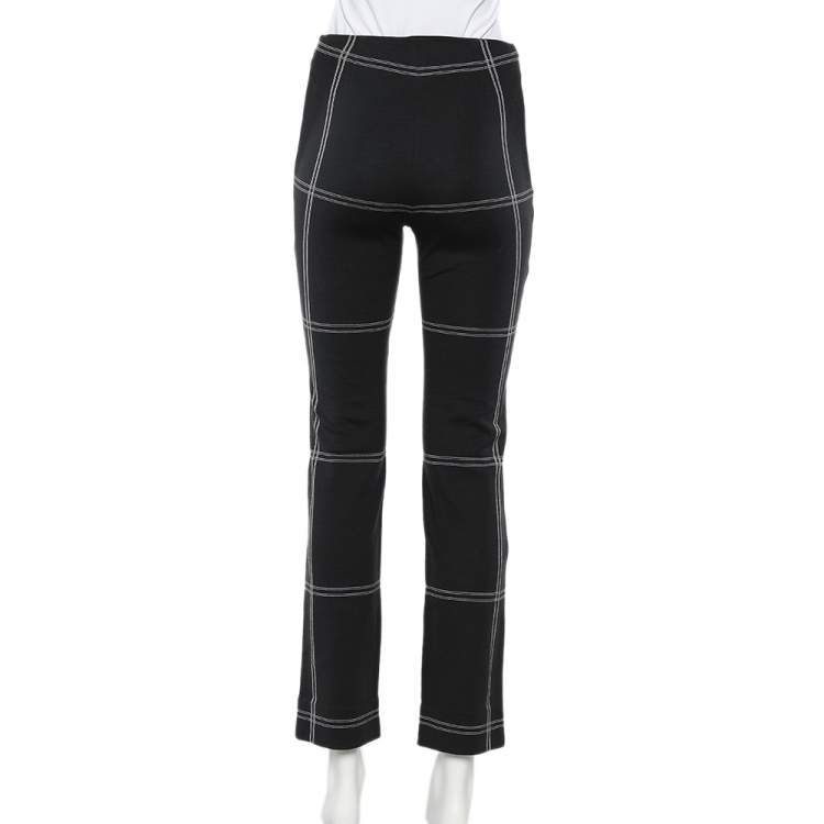Pre Owned Dolce & Gabbana Vintage Black Checkered Cotton Knit Leggings S