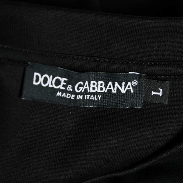 Pre Owned Dolce & Gabbana Black Cotton Crystal Embellished DG Sleeveless Top L