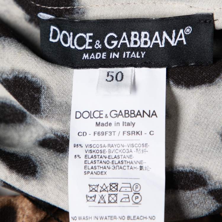Pre Owned Dolce & Gabbana Brown Leopard Print Belted Slit Detailed Midi Dress XL