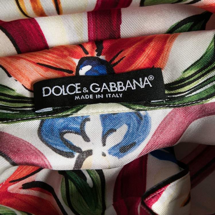 Pre Owned Dolce & Gabbana Multicolor Printed Silk Short Sleeve Shirt S 