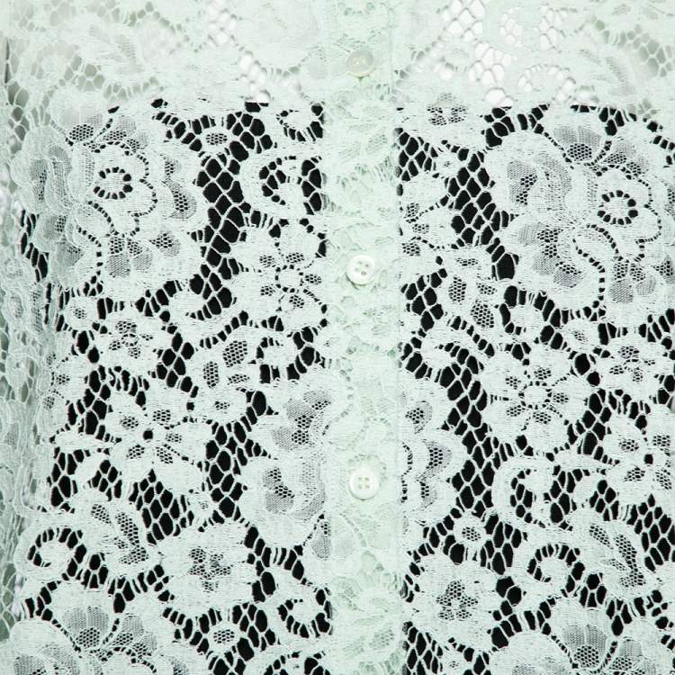 Pre Owned Dolce & Gabbana Mint Green Lace Front Button Shirt XL