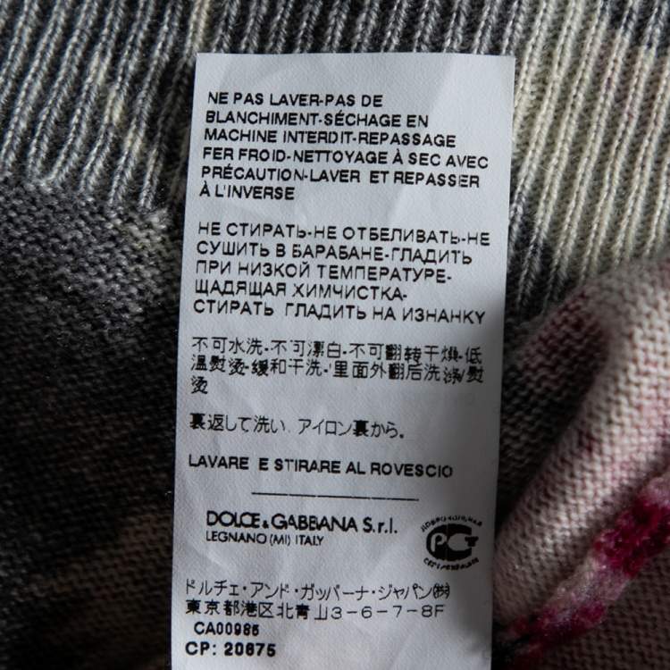 Pre Owned Dolce & Gabbana Black and Pink Rose Printed Cashmere Crew Neck Sleeveless Top M