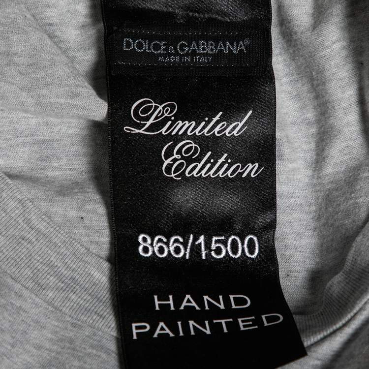 Pre Owned Dolce & Gabbana Grey Limited Edition Hand Painted Top M