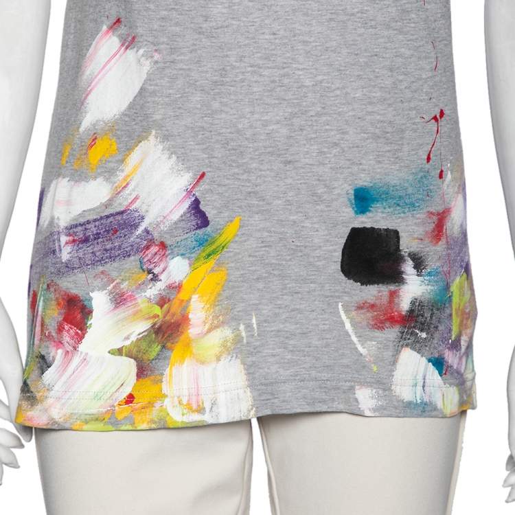Pre Owned Dolce & Gabbana Grey Limited Edition Hand Painted Top M