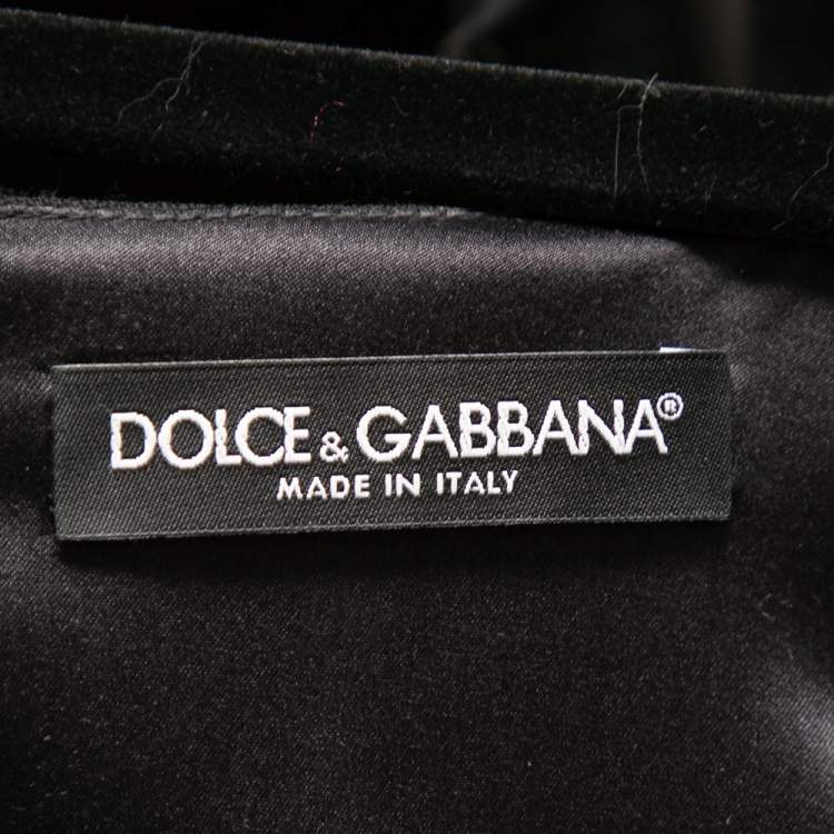 Pre Owned Dolce & Gabbana Black Wool Floral Embroidered Bodycon Slit Detailed Maxi Dress S