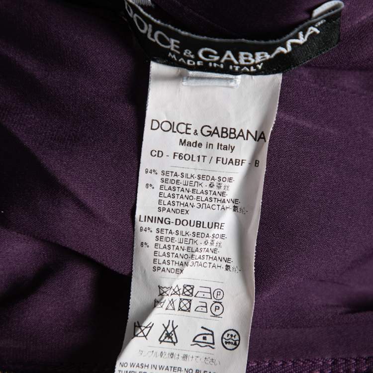 Pre Owned Dolce & Gabbana Purple Silk Ruched Midi Dress S