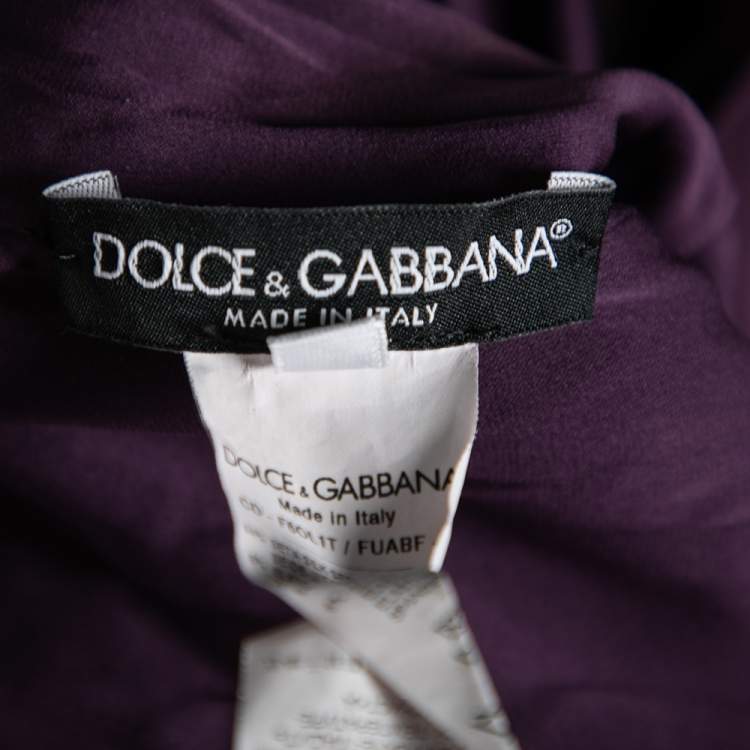 Pre Owned Dolce & Gabbana Purple Silk Ruched Midi Dress S