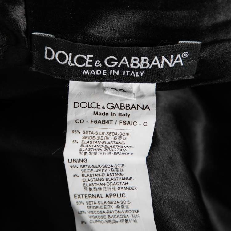 Pre Owned Dolce & Gabbana Purple and Black Leopard and Floral Printed Silk Ruched Midi Dress S