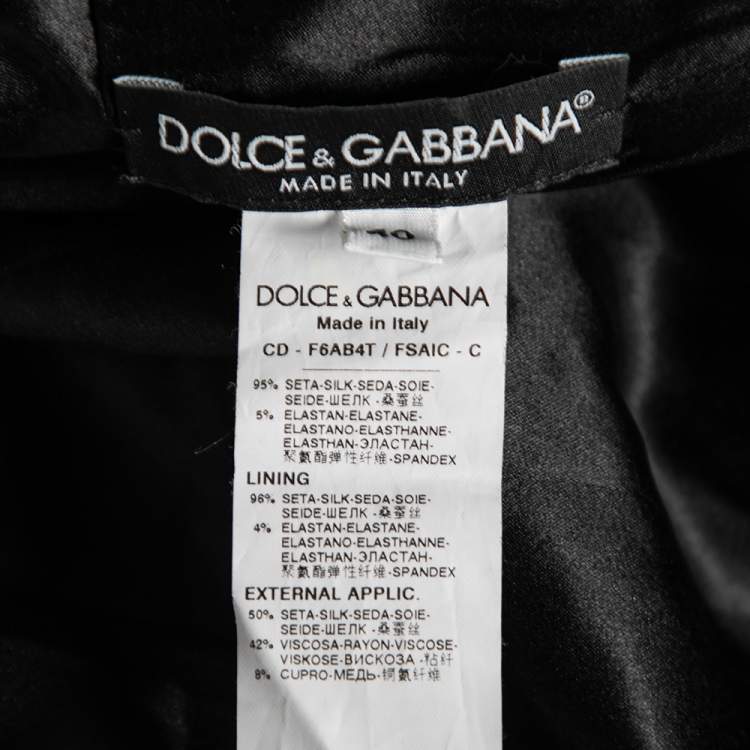 Pre Owned Dolce & Gabbana Purple and Black Leopard and Floral Printed Silk Ruched Midi Dress S