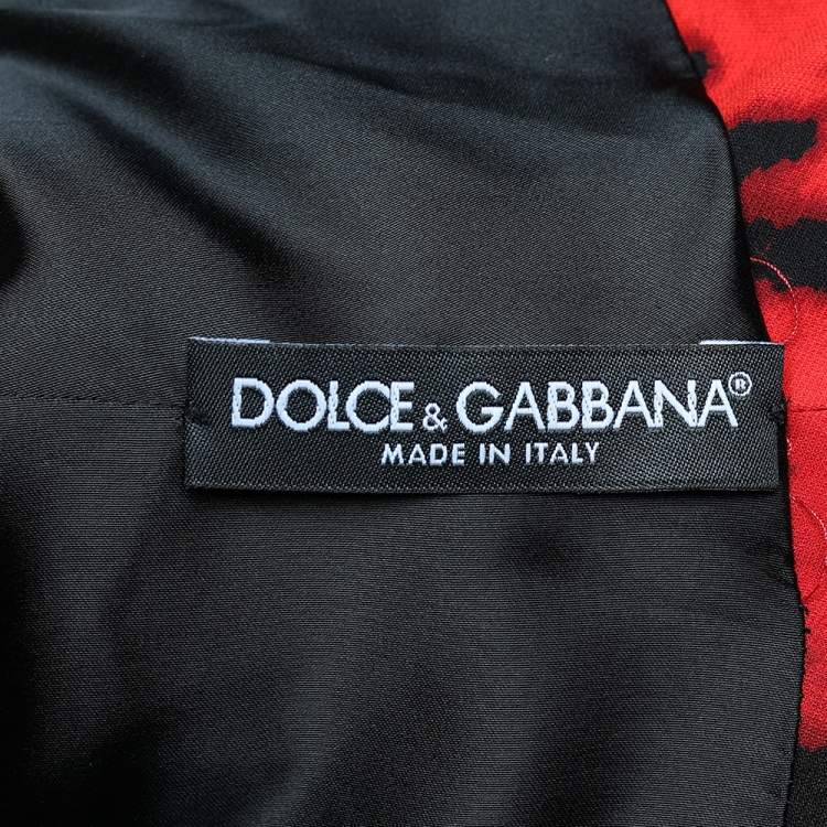 Pre Owned Dolce & Gabbana Red Leopard Printed Crepe Ruched Halterneck Dress S