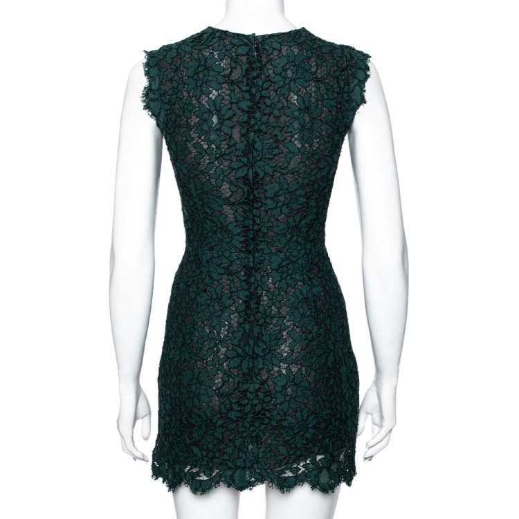 مملوكة مسبقًا Dolce & Gabbana Green Lace Mini Dress XS