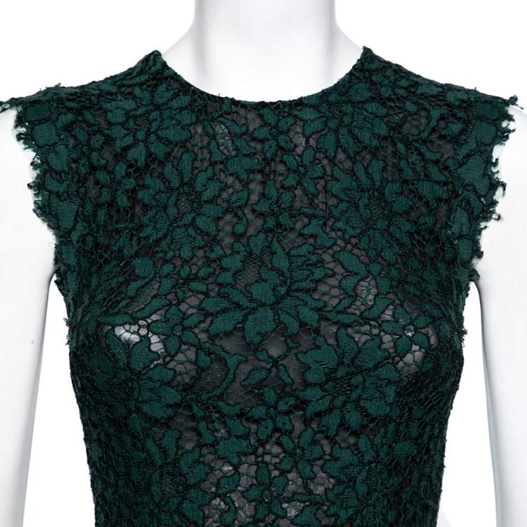مملوكة مسبقًا Dolce & Gabbana Green Lace Mini Dress XS