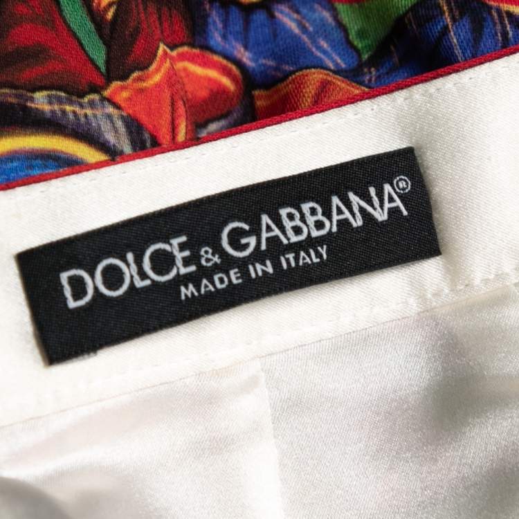 Pre Owned Dolce & Gabbana Multicolor Printed Crepe Midi Skirt S