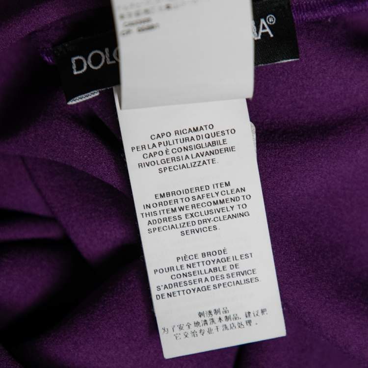 Pre Owned Dolce & Gabbana Purple Crepe Cat Zambia Tiara Blouse M