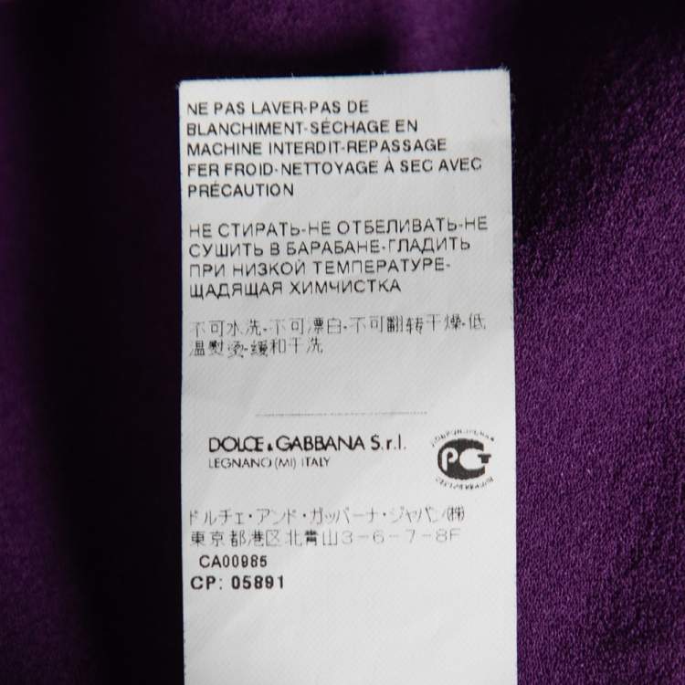 Pre Owned Dolce & Gabbana Purple Crepe Cat Zambia Tiara Blouse M