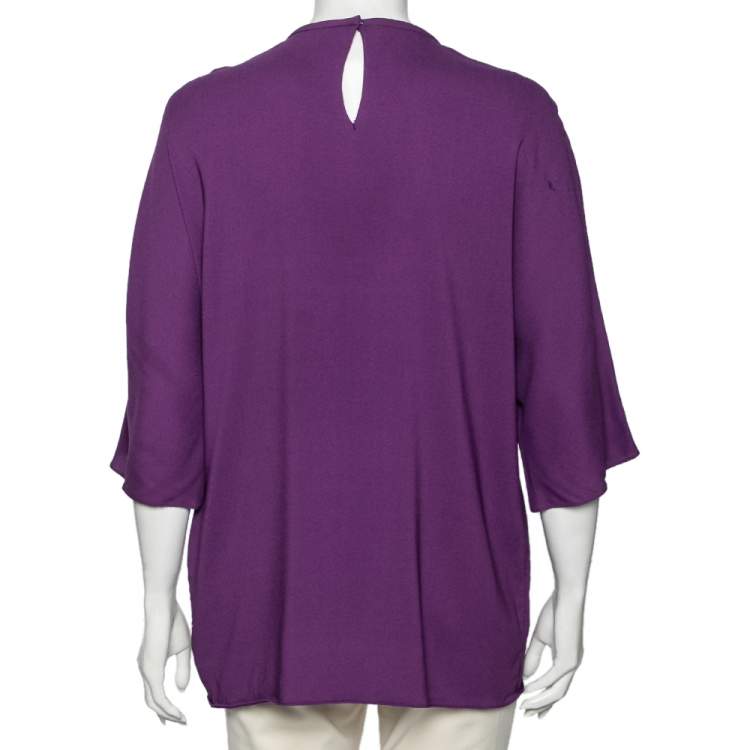 Pre Owned Dolce & Gabbana Purple Crepe Cat Zambia Tiara Blouse M