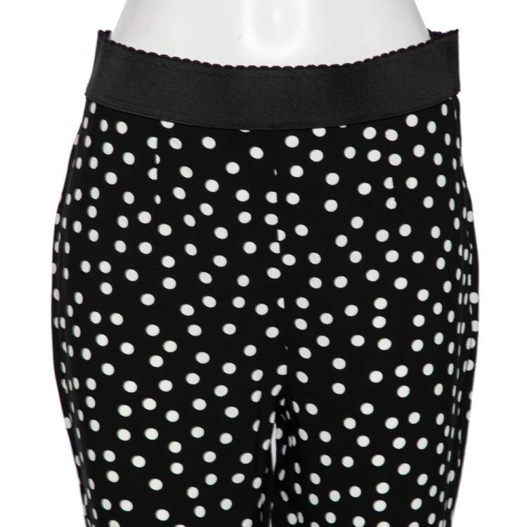 Pre Owned Dolce & Gabbana Monochrome Polka Dot Crepe Pants M