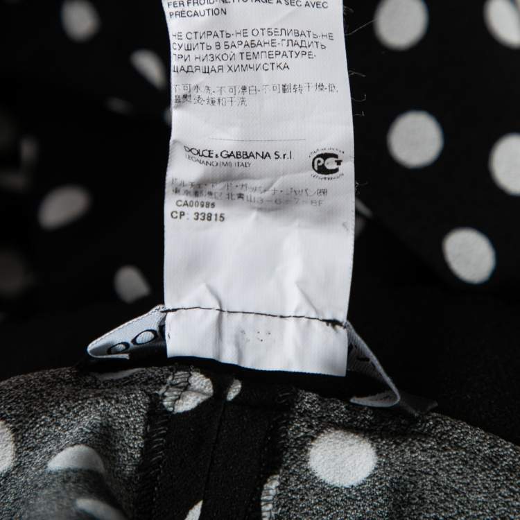 Pre Owned Dolce & Gabbana Monochrome Polka Dot Crepe Pants M
