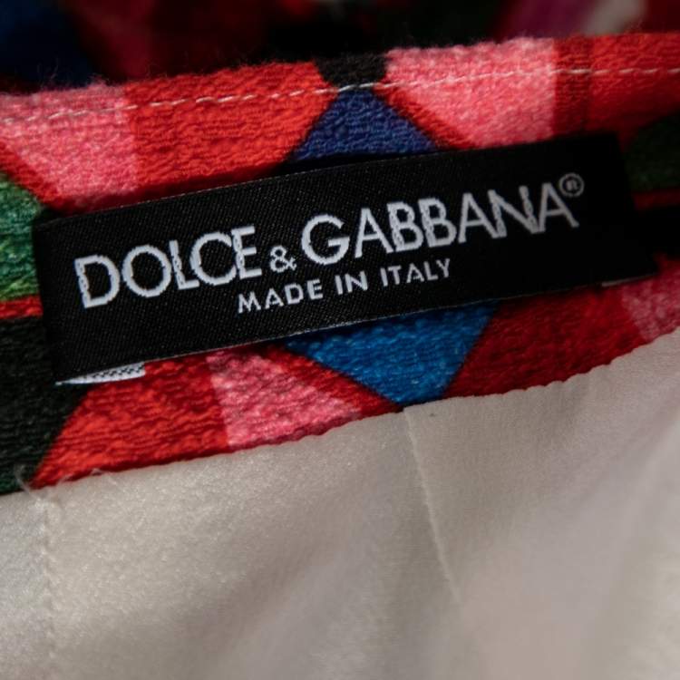 Pre Owned Dolce & Gabbana Multicolor Carretto Roses Print Cotton Crop Top & Skirt Set M