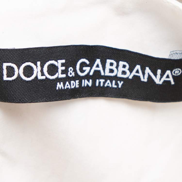 Pre Owned Dolce & Gabbana White Cotton Rose Biscuit Print Midi Dress S