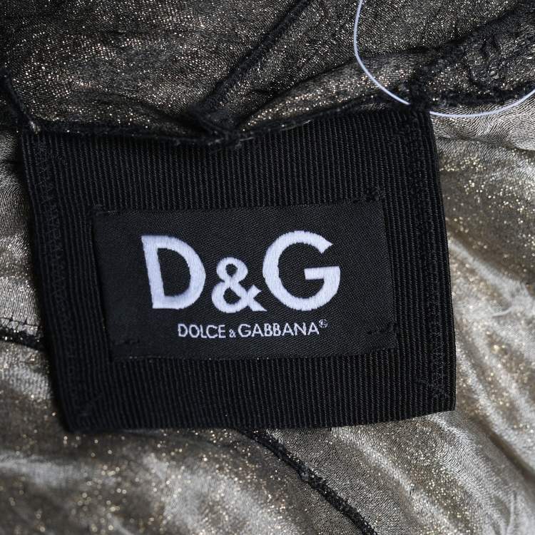 Pre Owned D&G Gold and Black Tulle Overlay Lightweight Coat M