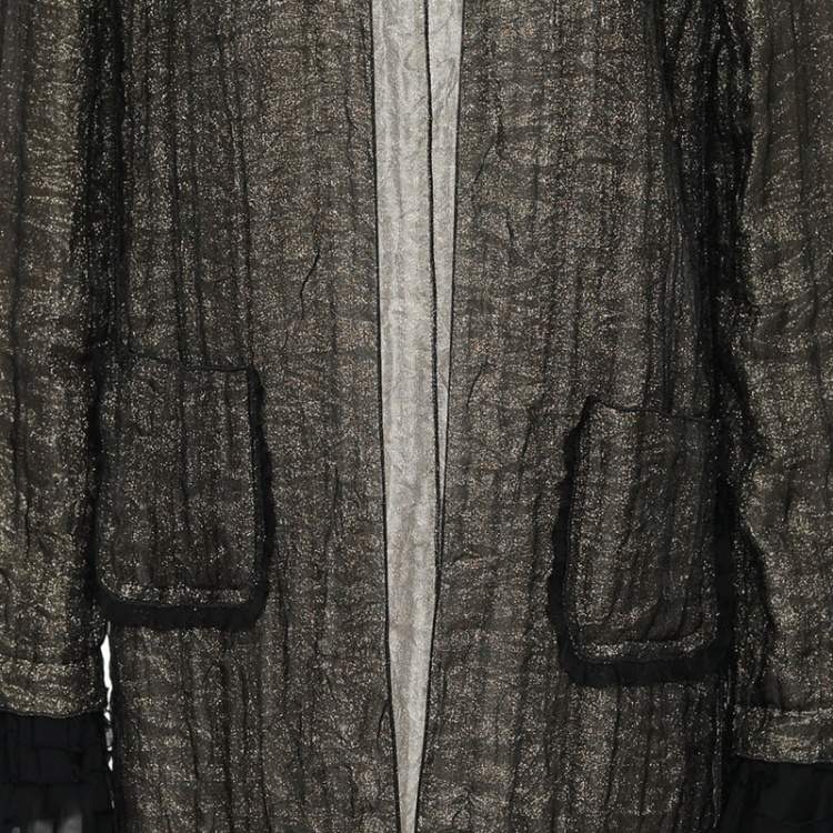Pre Owned D&G Gold and Black Tulle Overlay Lightweight Coat M