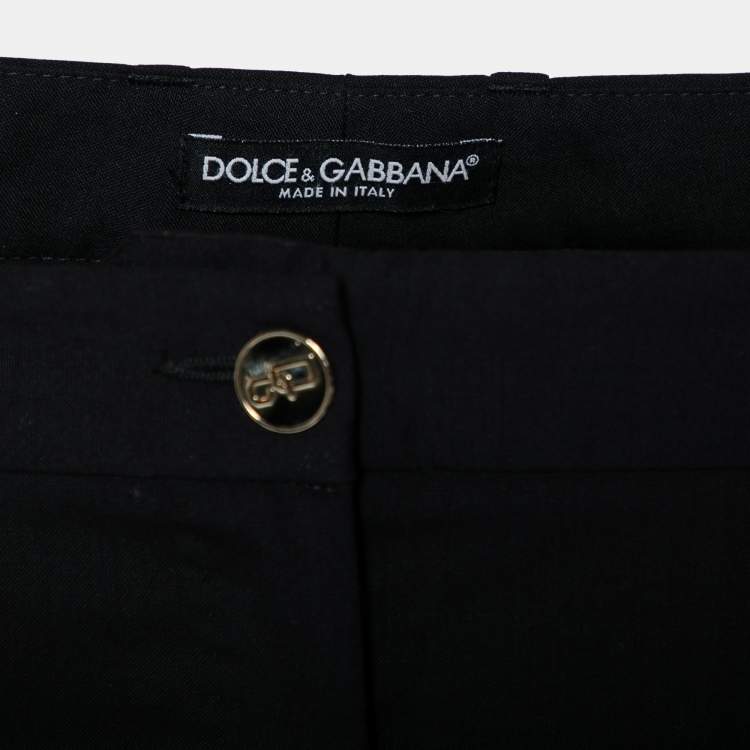 Pre Owned Dolce & Gabbana Black Wool Tapered Pants M