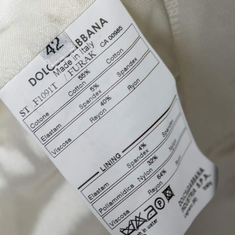 Pre Owned Dolce & Gabbana Off White Cotton Single Breasted Blazer M