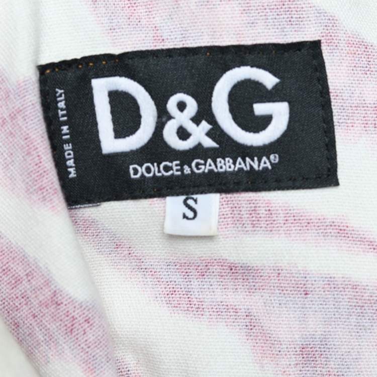 Pre Owned D&G Pink Animal Striped Cotton Button Front Jacket S