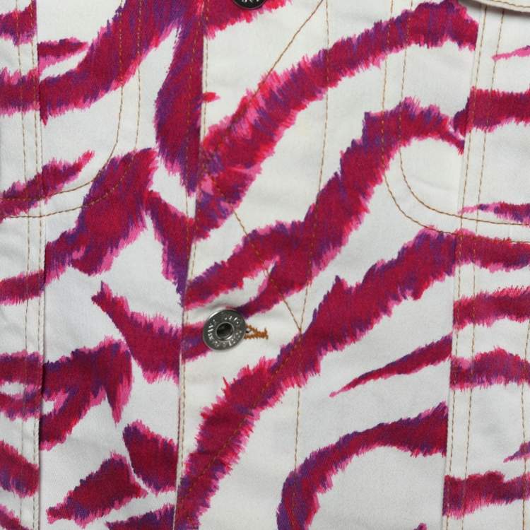Pre Owned D&G Pink Animal Striped Cotton Button Front Jacket S