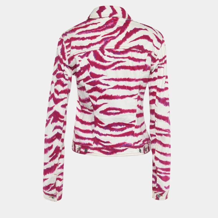 Pre Owned D&G Pink Animal Striped Cotton Button Front Jacket S