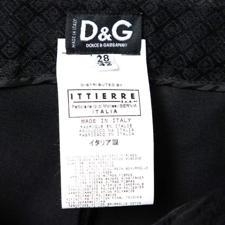 Pre Owned D&G Black Crepe Wool Tapered Pants M