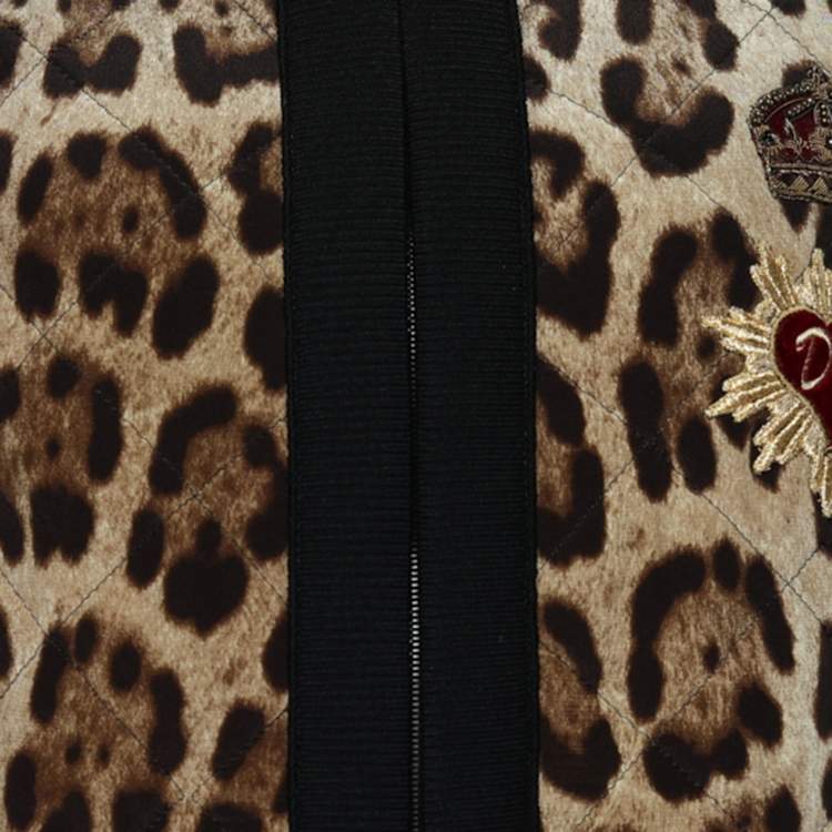 Pre Owned Dolce & Gabbana Brown Leopard Print Quilted Jacket M