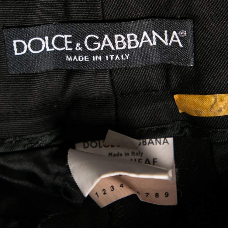 Pre Owned Dolce & Gabbana Black Cotton Straight Leg Pants M