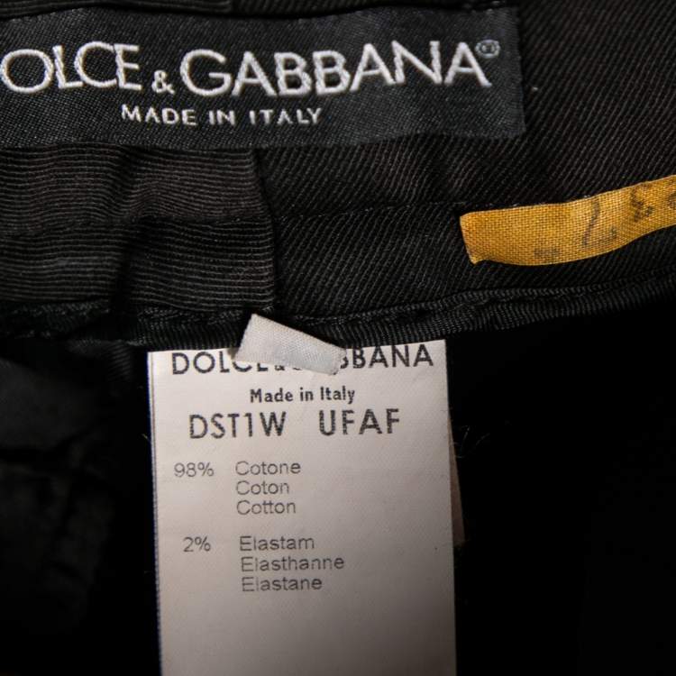 Pre Owned Dolce & Gabbana Black Cotton Straight Leg Pants M