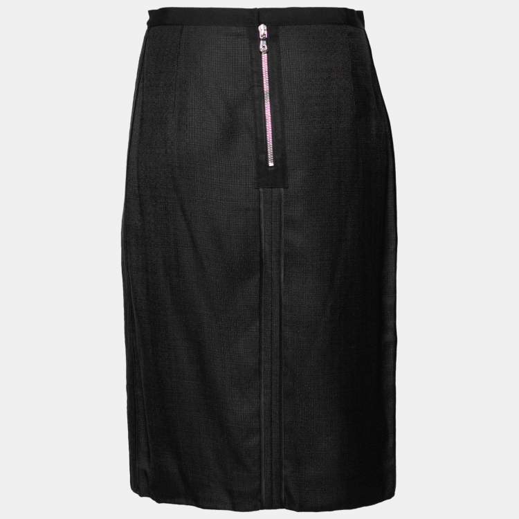 Pre Owned Dolce & Gabbana Black Textured Crepe Pencil Skirt M