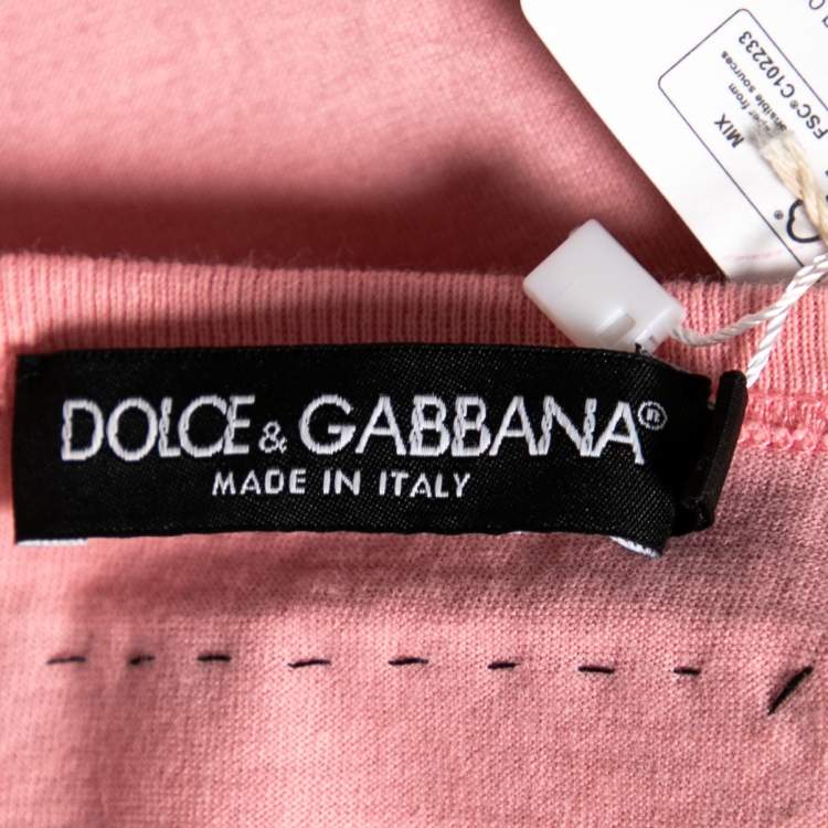 Pre Owned Dolce & Gabbana Pink Cotton Logo Printed Sleeveless T-Shirt S