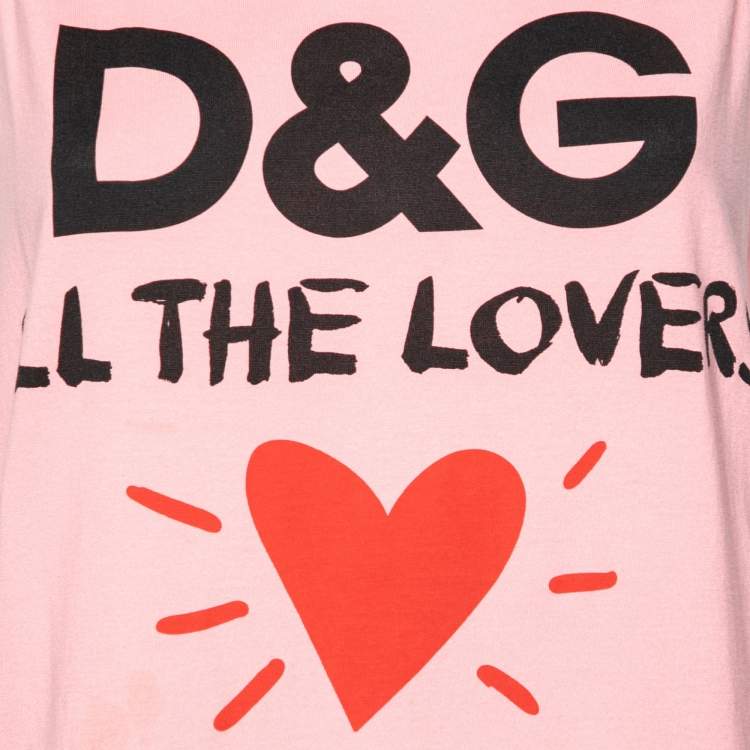 Pre Owned Dolce & Gabbana Pink Cotton Logo Printed Sleeveless T-Shirt S