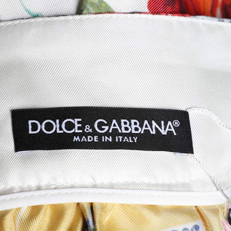 Pre Owned Dolce & Gabbana Multicolor Floral Print Silk Midi Skirt M