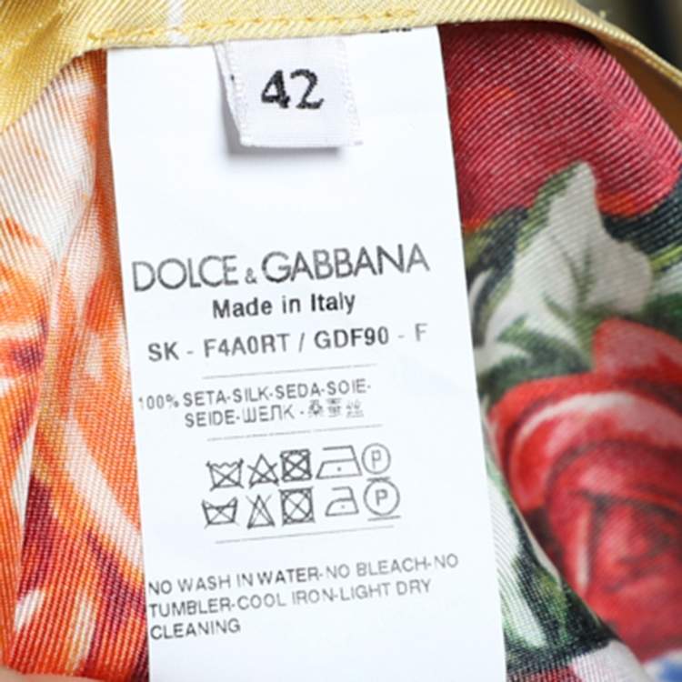 Pre Owned Dolce & Gabbana Multicolor Floral Print Silk Midi Skirt M