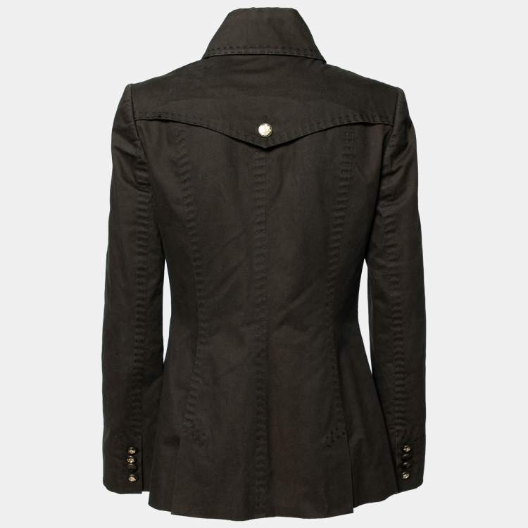 Pre Owned Dolce & Gabbana Military Green Cotton Double Breasted Jacket M