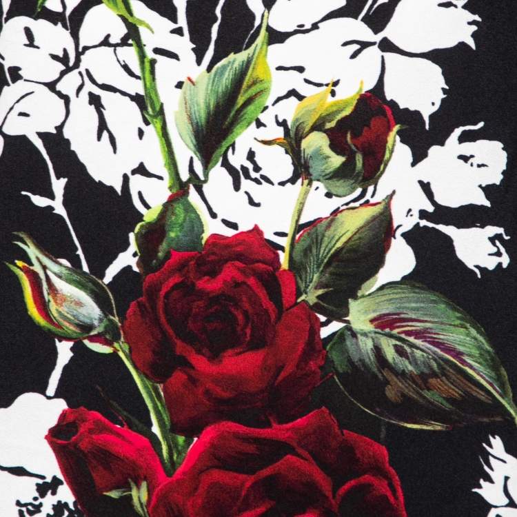 Pre Owned Dolce & Gabbana Black Floral Printed Crepe Sleeveless Top L