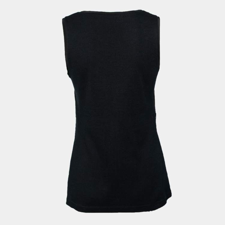 Pre Owned Dolce & Gabbana Black Silk & Cotton Lace Inset Detailed Sleeveless Top M