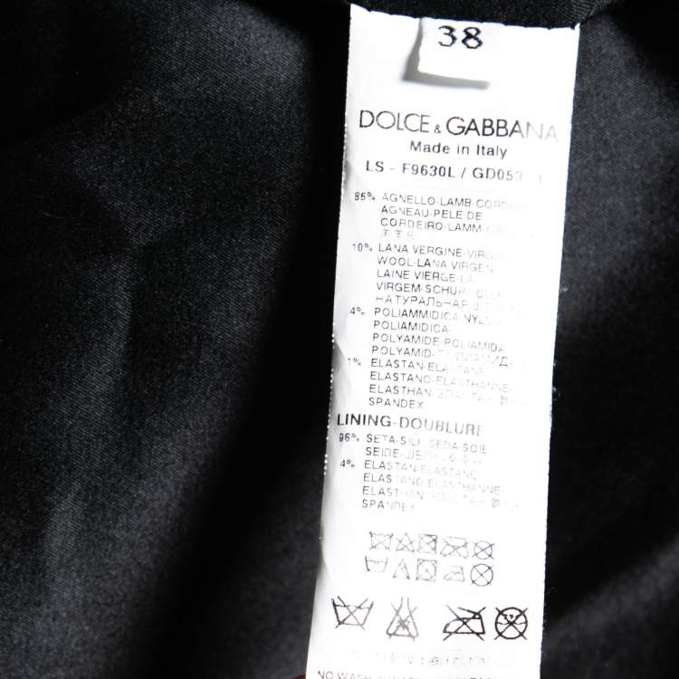 Pre Owned Dolce & Gabbana Black Floral Printed Leather Bomber Jacket S