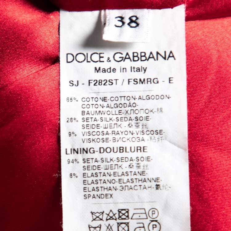 Pre Owned Dolce & Gabbana Red Floral Printed Jacquard Cropped Jacket S