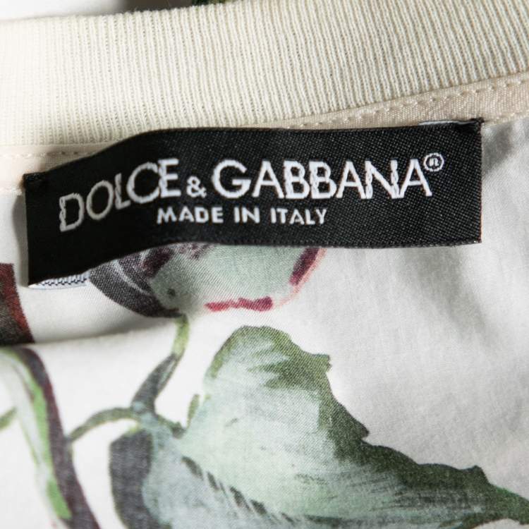 Pre Owned Dolce & Gabbana White Rose Printed Cotton Sleeveless Top S