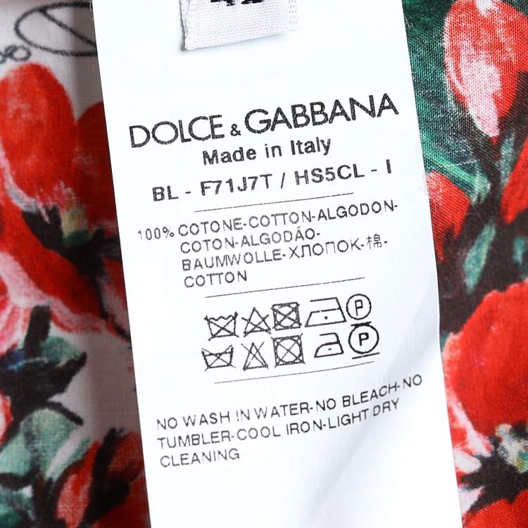 Pre Owned Dolce & Gabbana Red Floral Print Poplin Off Shoulder Blouse M